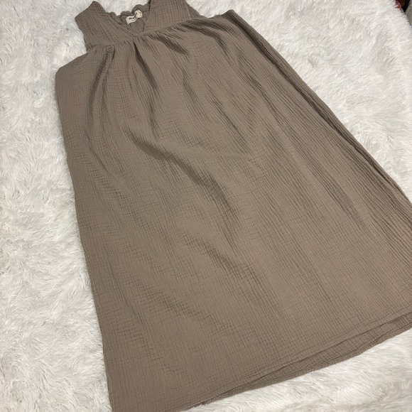 Go Gently Organic WOMEN'S MUSLIN GAUZE FROCK tan dress size Large - Picture 2 of 13